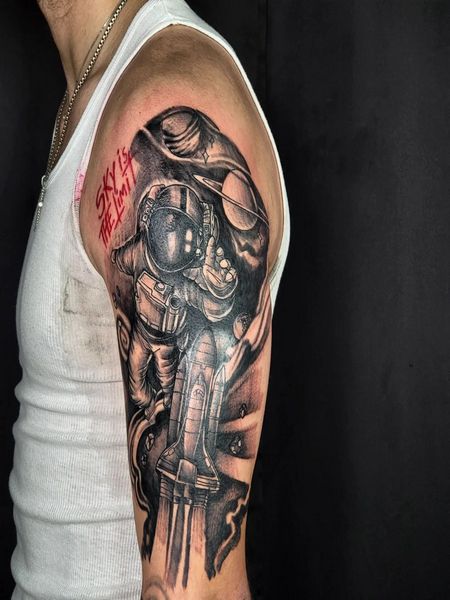 Half Sleeve Astronaut Tattoo