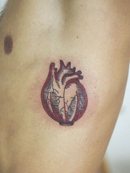 Heart Rib Tattoo