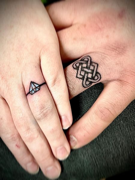 His and hers ring tattoos