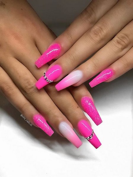 Hot Pink Ombre Nails