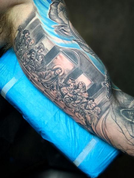 Jesus Bicep Tattoo