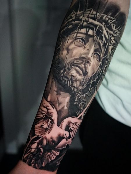 Jesus Forearm Tattoo