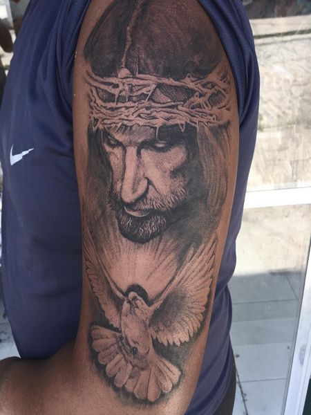 Jesus Half Sleeve Tattoo