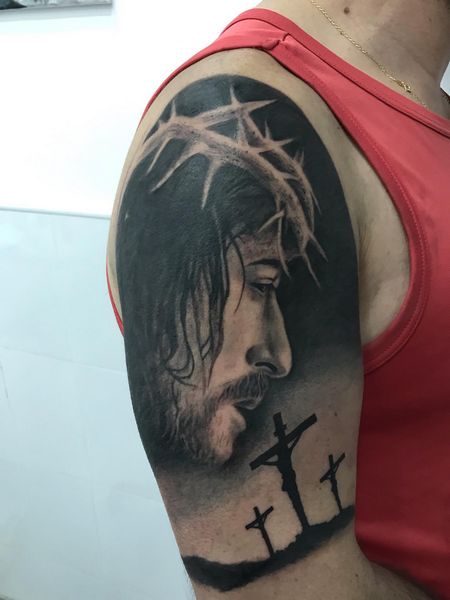 Jesus Shoulder Tattoo