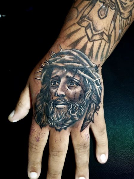 Jesus Tattoo On Hand