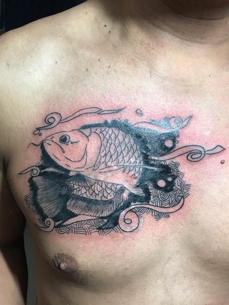 Koi Fish Chest Tattoo