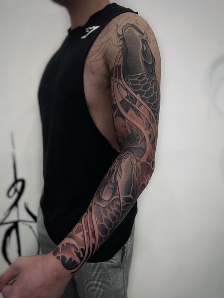 Koi Fish Sleeve Tattoo