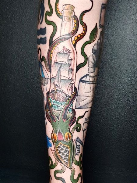 Kraken Ship Tattoo