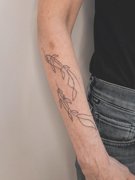 Linework Koi Fish Tattoo