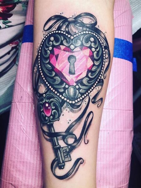 Lock And Key Gem Tattoo