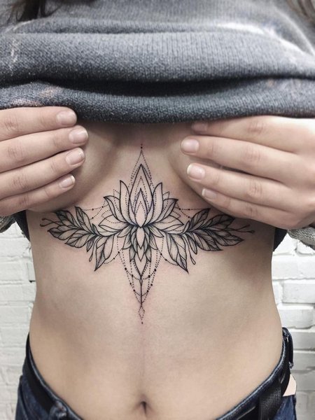 Lotus Sternum Tattoo