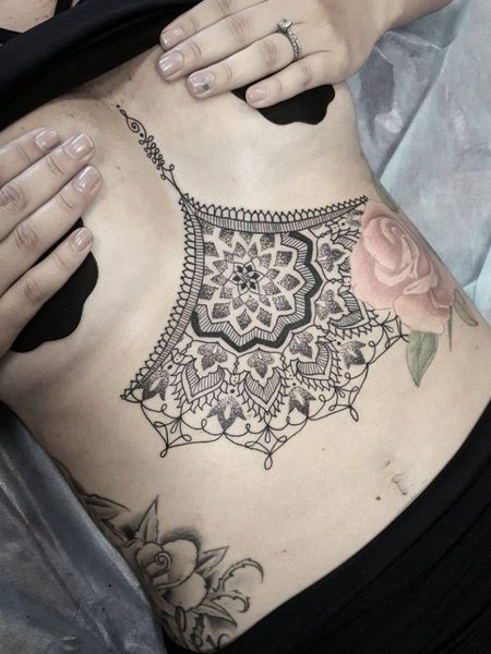 Mandala Sternum Tattoo