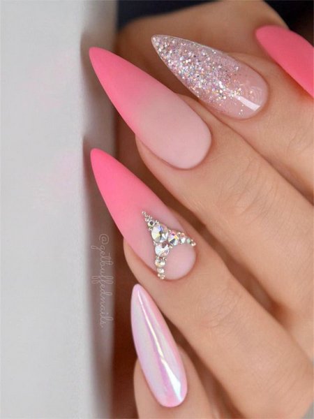 Matte Pink Ombre Nails