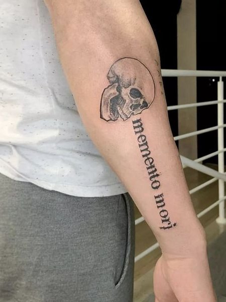 Memento Mori Tattoo On Arm