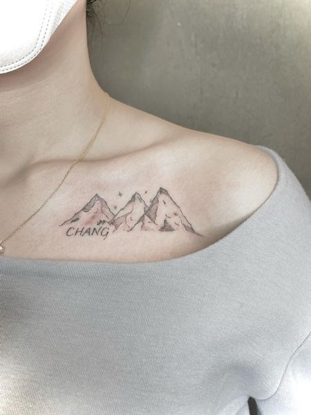 Mountain Collarbone Tattoo