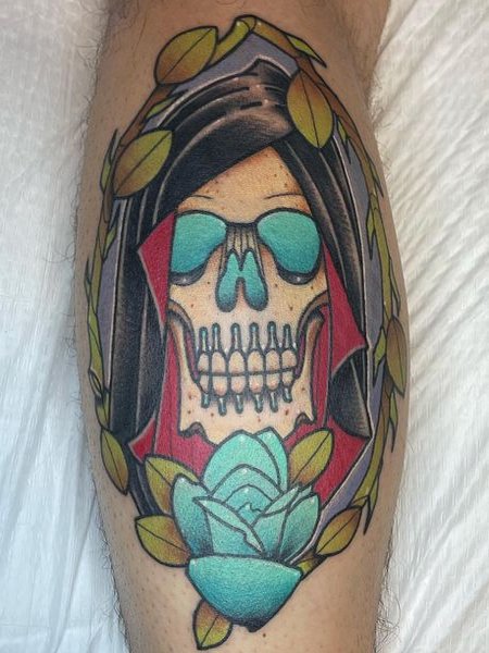 Neo Traditional Grim Reaper Tattoo