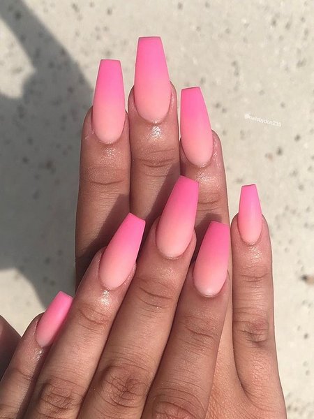 Neon Pink Ombre Nails