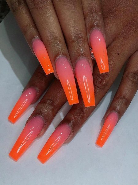 Orange And Pink Ombre Nails