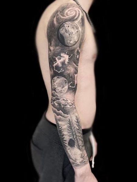 Outer Space Full Sleeve Tattoo