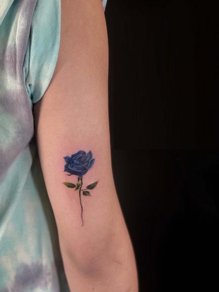 Pretty Blue Rose Tattoo