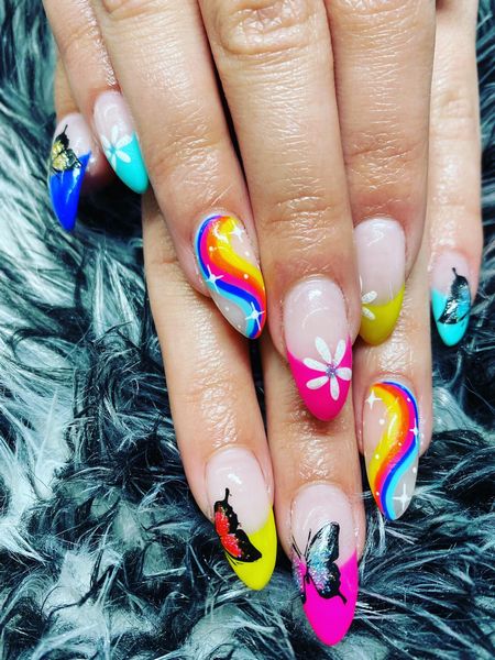 Rainbow French Tip Nails