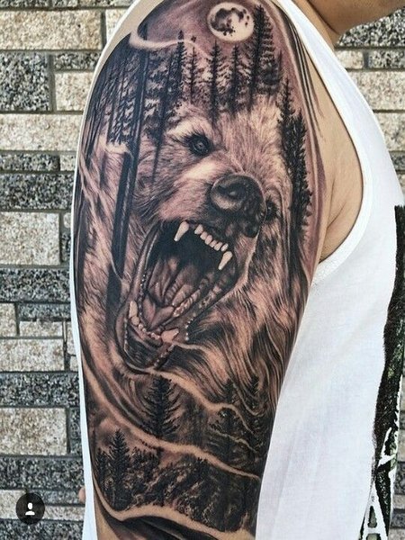 Realistic Bear Tattoo