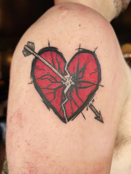 Realistic Broken Heart Tattoo