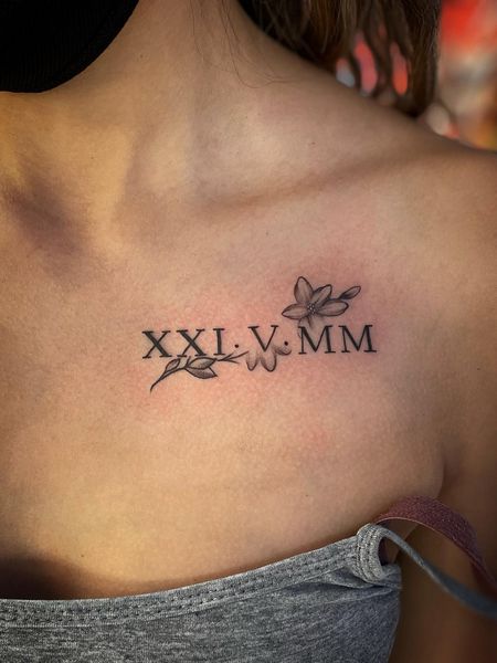 Roman Numeral Chest Tattoo