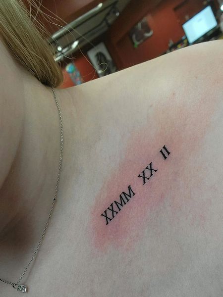 Roman Numeral Collar Bone Tattoo