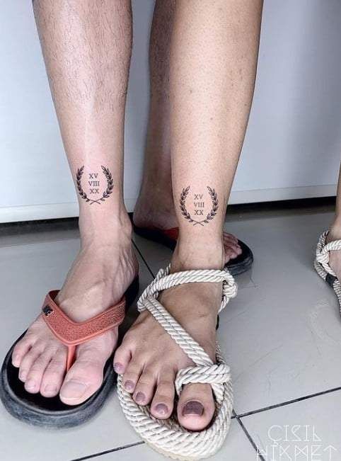 Roman Numerals Couple Tattoos