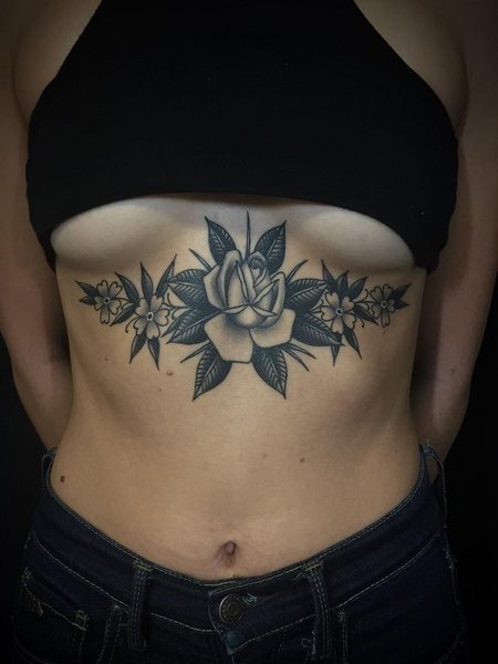 Rose Sternum Tattoo