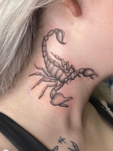 Scorpion Tattoo On Neck