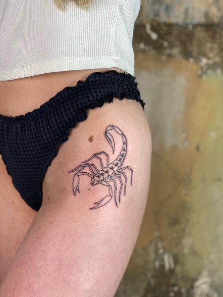 Scorpion Tattoo On Thigh