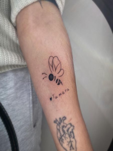 Semicolon Bee Tattoo
