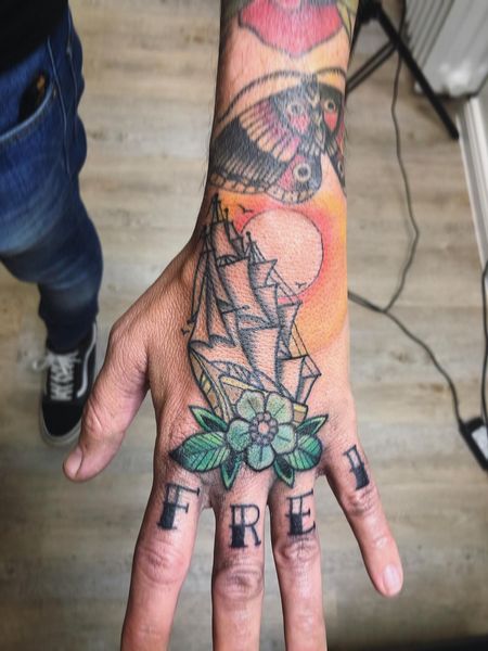 Ship Hand Tattoo