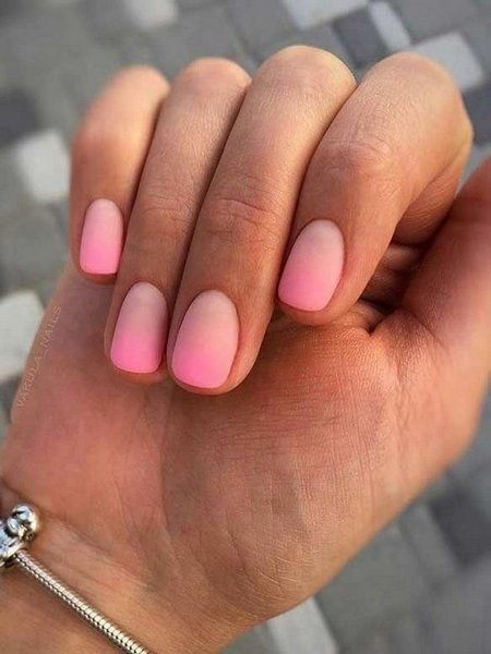 Short Pink Ombre Nails