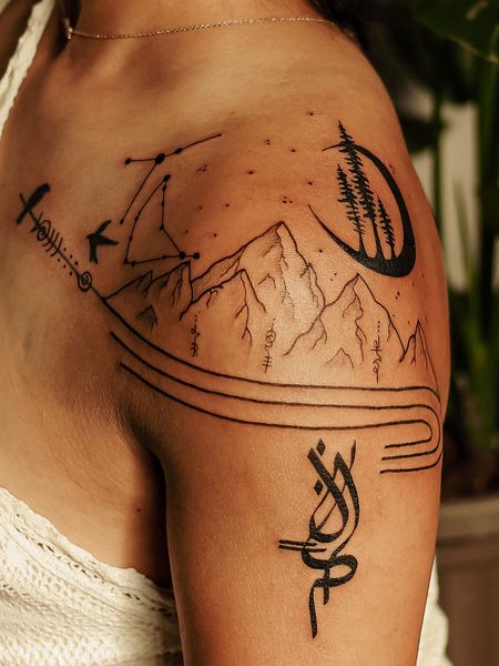 Shoulder Mountain Tattoo