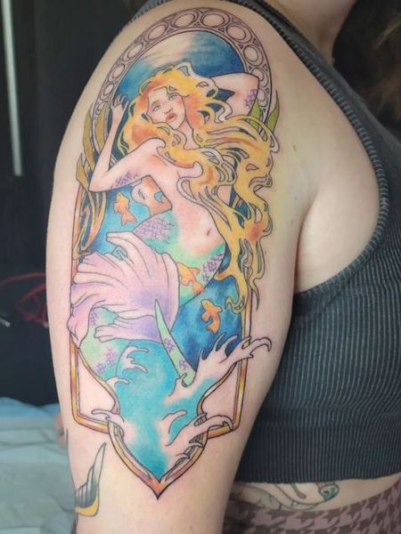 Shoulder mermaid tattoo