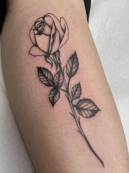 Simple Black Rose Tattoo