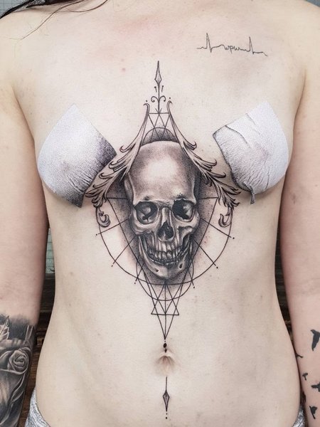 Skull Sternum Tattoo