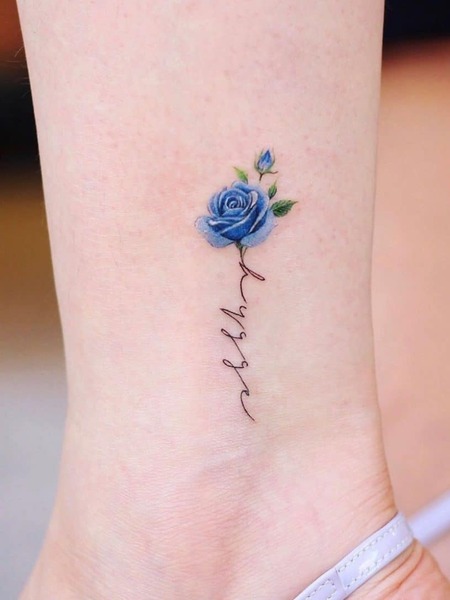 Small Blue Rose Tattoos