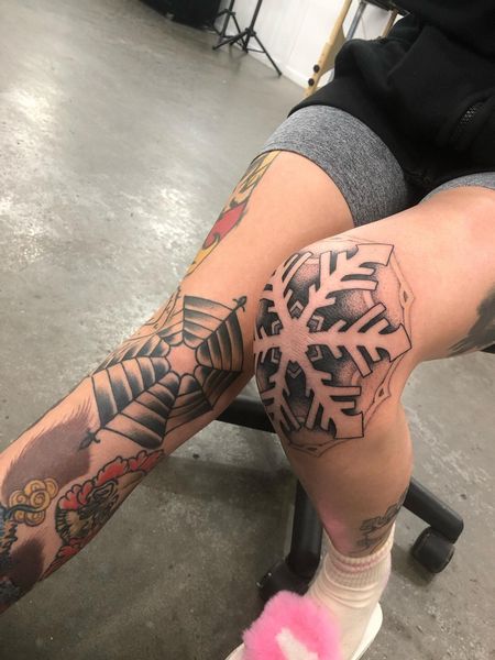 Snowflake Knee Tattoo