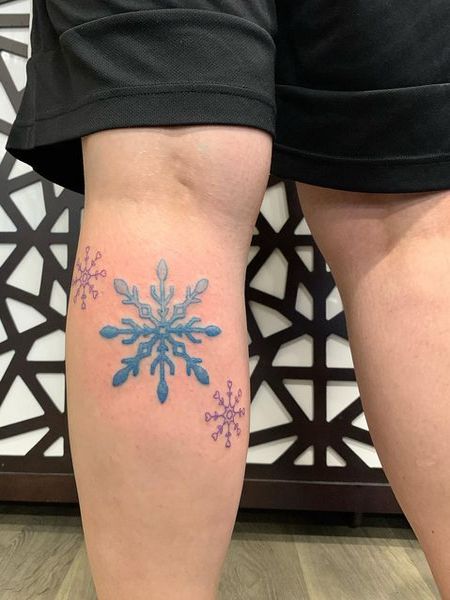 Snowflake Leg Tattoo