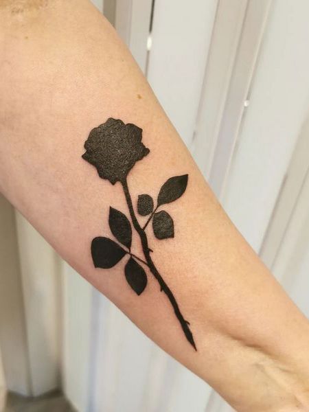Solid Black Rose Tattoo