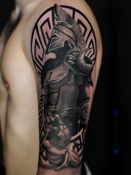 Spartan Shoulder Armor Tattoo