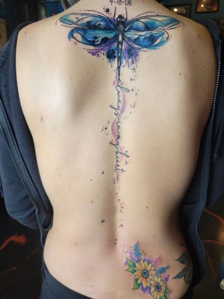 Spine Dragonfly Tattoo