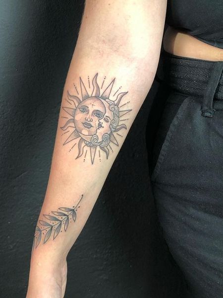 Sun and Moon Feminine Tattoo