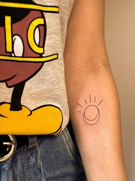 Sun and Moon Linework Tattoo