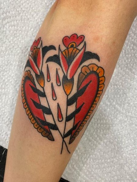 Traditional Broken Heart Tattoo