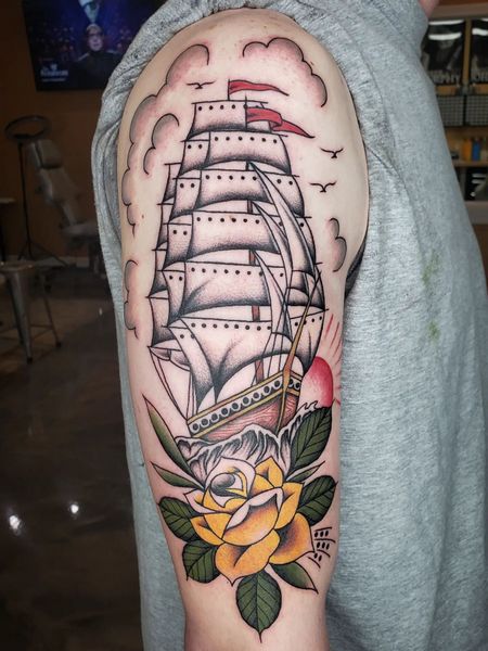 Traditional Ship Tattoo